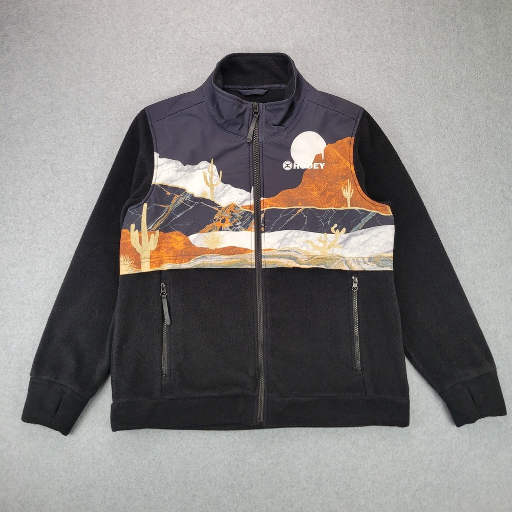 Hooey Scenic Desert Graphic Fleece Jacket Womens M Black Full Zip HJ103BK